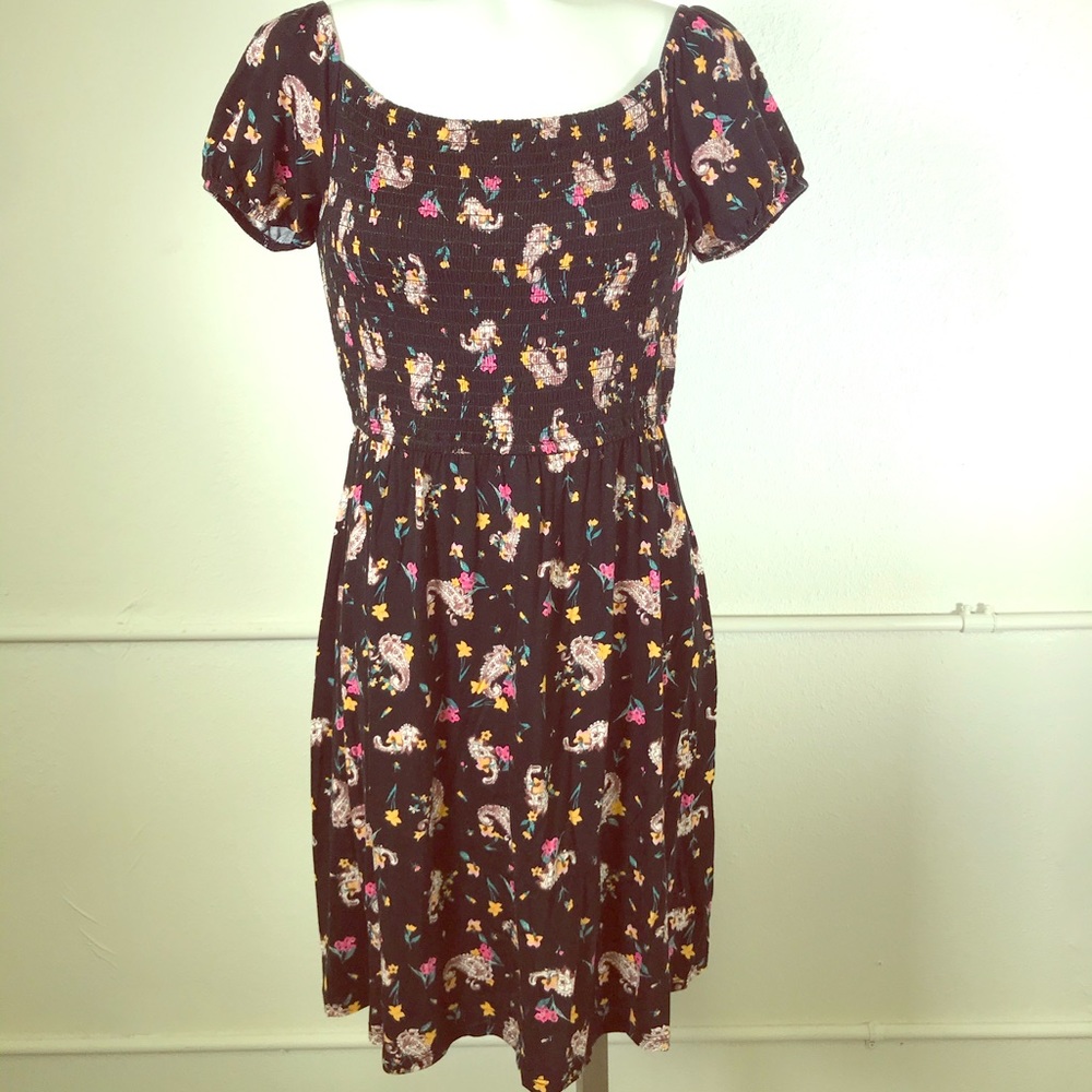 Love, Fire Black Floral Mini Dress